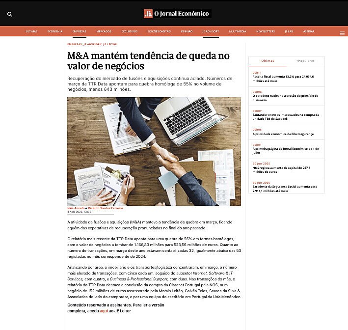 M&A mantm tendncia de queda no valor de negcios